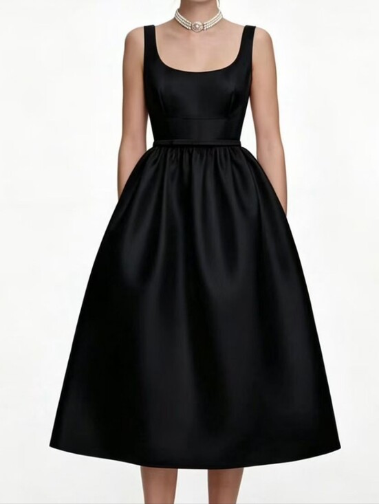 Self-Portrait Dresses & Skirts - Self Portrait Black Taffeta Midi Dress